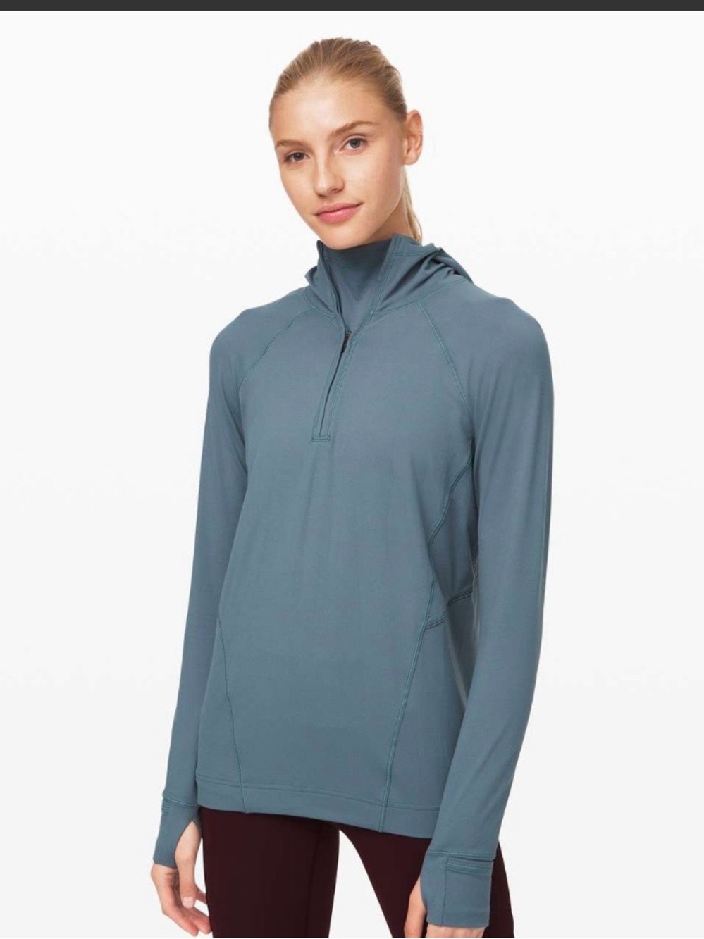 Lululemon Warm Stabilizer 1/2 Zip Hoodie Blue Charcoal Women's 6